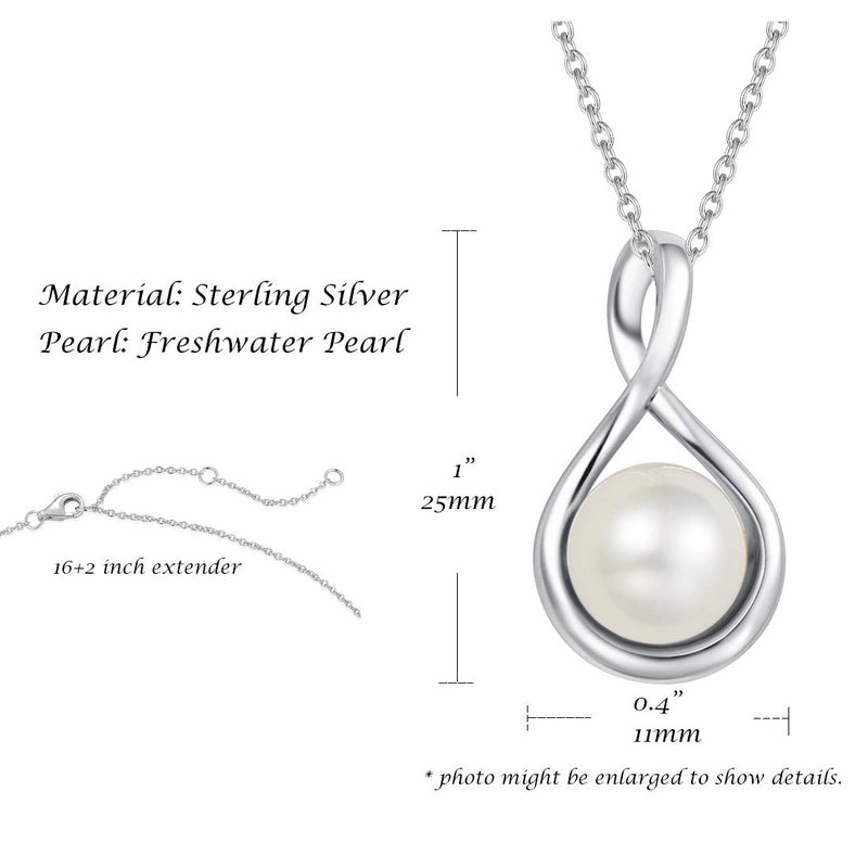 FANCIME Pearl Necklace 925 Sterling Silver Infinity Pearl Necklace with Genuine Quality 9-10mm Freshwater Cultured Pearls Fine Jewelry for Women - Image 5